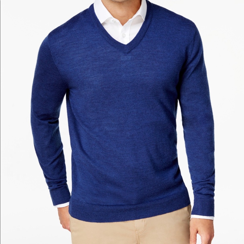 Club Room 100% 2 Ply Cashmere V Neck Sweater Med
